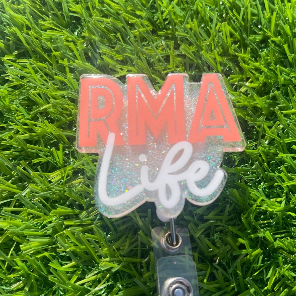 RMA Life Glitter Badge Reel